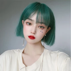 Unzzy HOT SALE Green Short Straight Wig KF81743