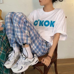 Unzzy Casual Plaid Pants KF81781