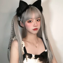 Unzzy HOT SALE Light Gray Long Straight Wig KF81823