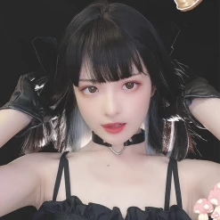 Unzzy HOT SALE Black Mid-length Wig KF81850