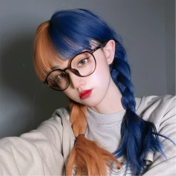 Unzzy Harajuku Blue Orange Wig KF81947