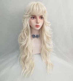 Unzzy HOT SALE Milky White Golden Long Curly Wig KF82144 18 Unzzy HOT SALE Milky White Golden Long Curly Wig KF82144