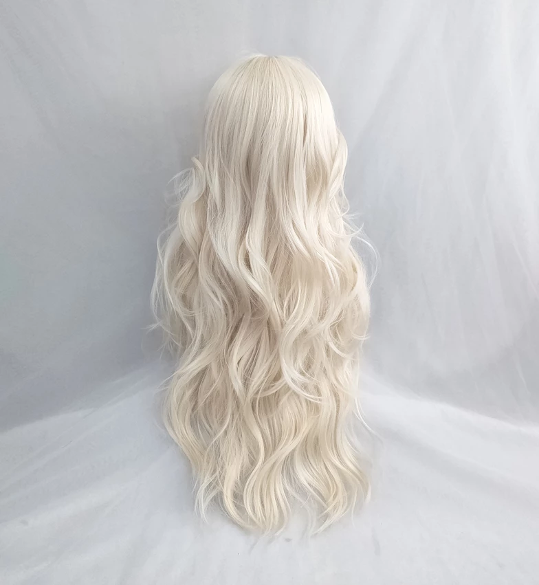Unzzy HOT SALE Milky White Golden Long Curly Wig KF82144 5 Unzzy HOT SALE Milky White Golden Long Curly Wig KF82144