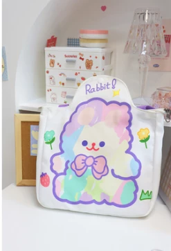 Unzzy Cartoon Rabbit Canvas Shoulder Bag KF10087