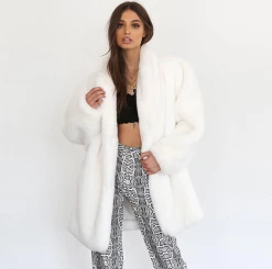 Unzzy HOT SALE White Plush Coat KF81572