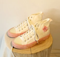 Unzzy Flower Embroidered High-top Canvas Shoes KF90186 HOT SALE