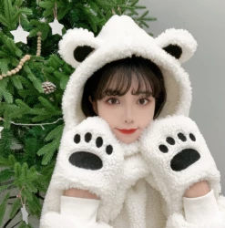 Unzzy Bear Ear Sweater + Scarf Two-piece Set KF82340