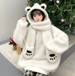 Unzzy Bear Ear Sweater + Scarf Two-piece Set KF82340
