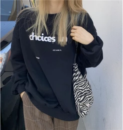 Unzzy HOT SALE Solid Color Letter Long Sleeve Top KF82343