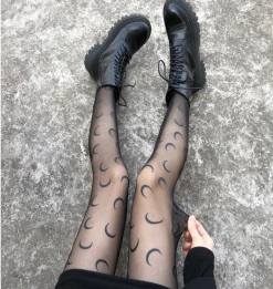 Unzzy Moon Print Black Stockings KF82410 HOT SALE 7 Unzzy Moon Print Black Stockings KF82410 HOT SALE