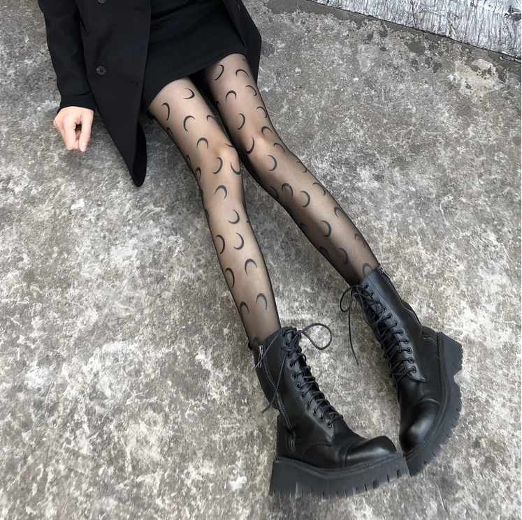 Unzzy Moon Print Black Stockings KF82410 HOT SALE 4 Unzzy Moon Print Black Stockings KF82410 HOT SALE
