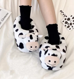 Unzzy HOT SALE Cute Cow Cotton Slippers KF82415