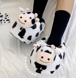Unzzy HOT SALE Cute Cow Cotton Slippers KF82415