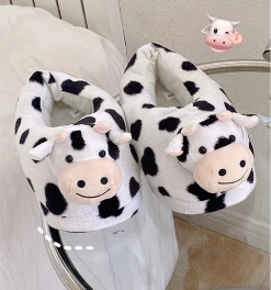 Unzzy HOT SALE Cute Cow Cotton Slippers KF82415