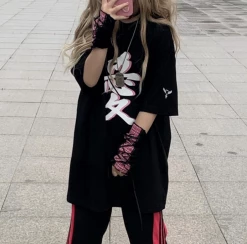 Unzzy Harajuku Hip Hop Print T-shirt Kf82722