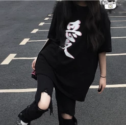 Unzzy Harajuku Hip Hop Print T-shirt Kf82722