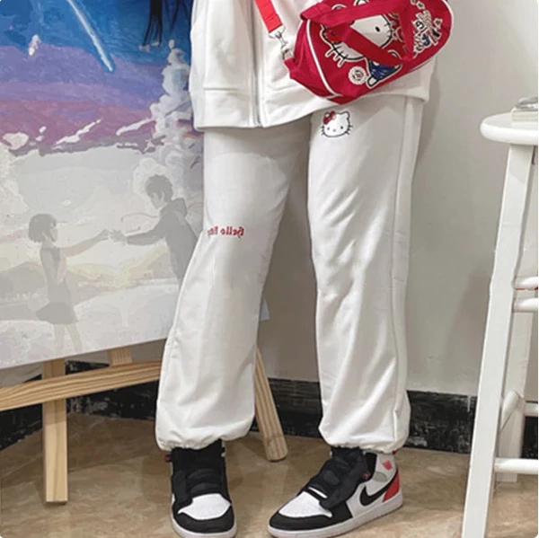 Unzzy KT Cat Embroidery Casual Pants Kf82723 5 Unzzy KT Cat Embroidery Casual Pants Kf82723