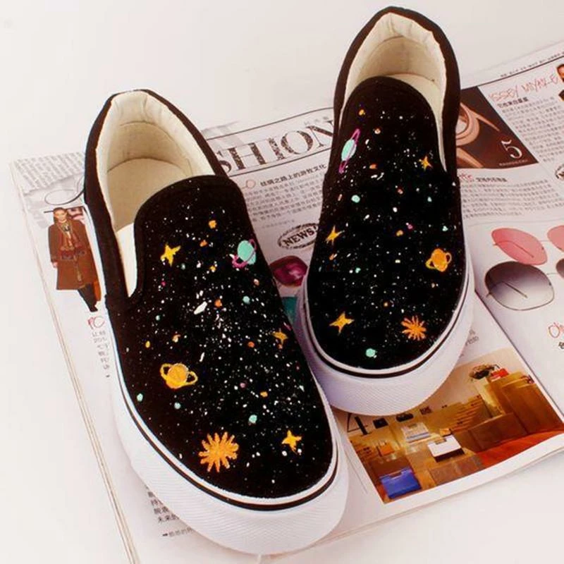 Unzzy Harajuku Galaxy Hand-Painted Canvas Shoes KF10080 1 Unzzy Harajuku Galaxy Hand-Painted Canvas Shoes KF10080