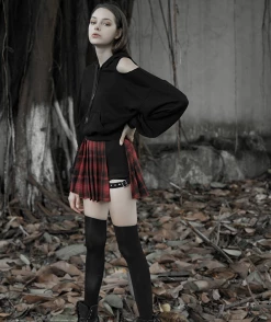 Unzzy Fake Two-piece Plaid High Waist Skirt KF25067 HOT SALE