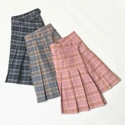 Unzzy Plaid Pleated Skirt KF90360 HOT SALE