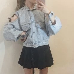 Unzzy Hollow Denim Jacket KF908027 HOT SALE 9 Unzzy Hollow Denim Jacket KF908027 HOT SALE