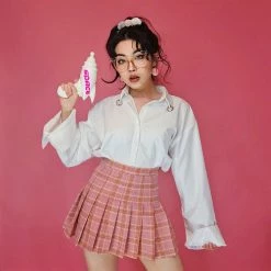 Unzzy Plaid Pleated Skirt KF90360 HOT SALE