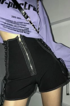 Unzzy Black High Waist Shorts KF2355 13 Unzzy Black High Waist Shorts KF2355