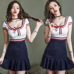 Unzzy Colorblock Ruffle Dress KF26013