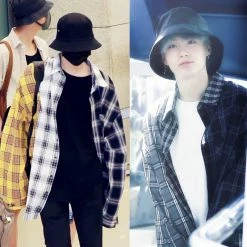 Unzzy HOT SALE BTS-SUGA Colorblock Plaid Shirt KF30280