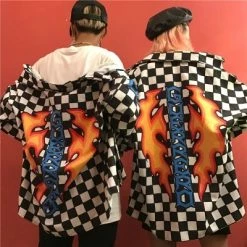 Unzzy Korean Fashion Couple Flame Shirt Coat KF2237
