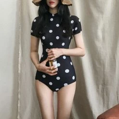 Unzzy HOT SALE Black One-piece Swimsuit KF90494