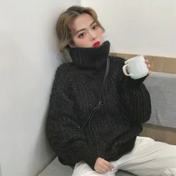 Unzzy Bright Silk Black Sweater KF90035 HOT SALE