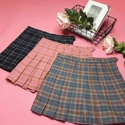 Unzzy Plaid Pleated Skirt KF90360 HOT SALE