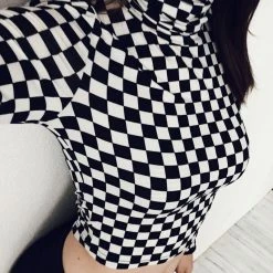 Unzzy High Collar Plaid Long-sleeved T-shirt KF20067 25 Unzzy High Collar Plaid Long-sleeved T-shirt KF20067