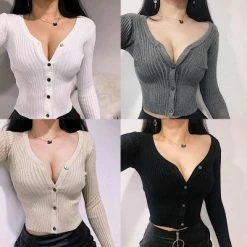 Unzzy Tops Sexy Knit Coat Swaeter KF24032