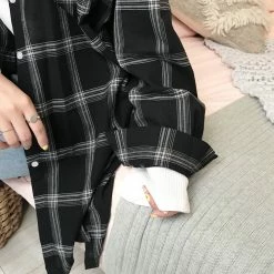 Unzzy Korean Plaid Shirt Coat KF2240