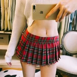 Unzzy Plaid Low Waist Skirt KF90226