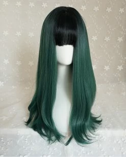 Unzzy HOT SALE Green Long Roll Wig KF90448