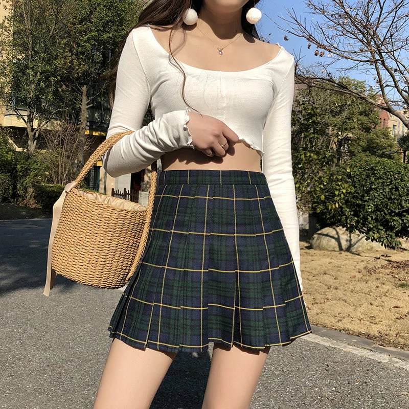 Unzzy HOT SALE Vintage High Waist Plaid Skirt KF50131 7 Unzzy HOT SALE Vintage High Waist Plaid Skirt KF50131