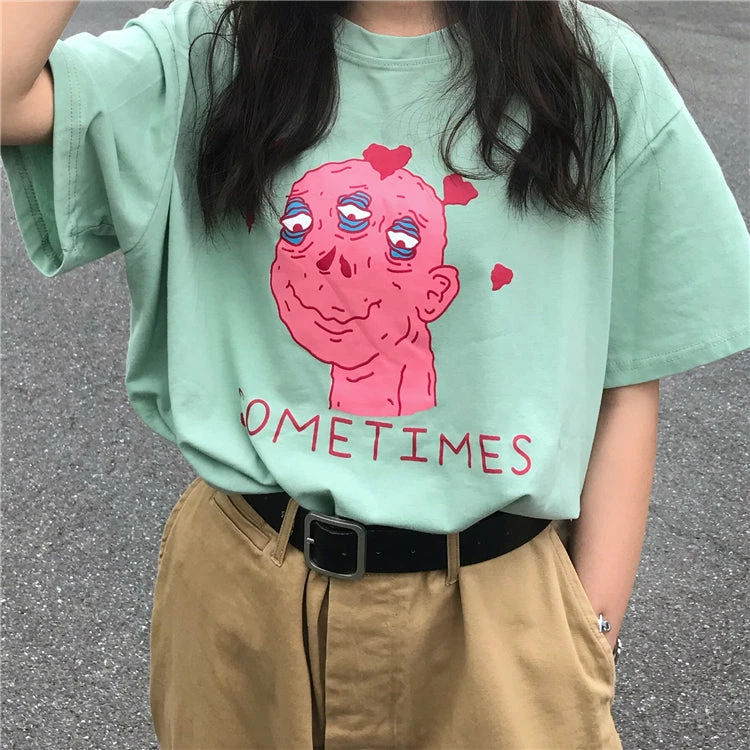 Unzzy Harajuku Three-eyed Monster Couple Tshirt KF24004 2 Unzzy Harajuku Three-eyed Monster Couple Tshirt KF24004