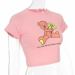 Unzzy HOT SALE Chic Pink T-shirt KF90472