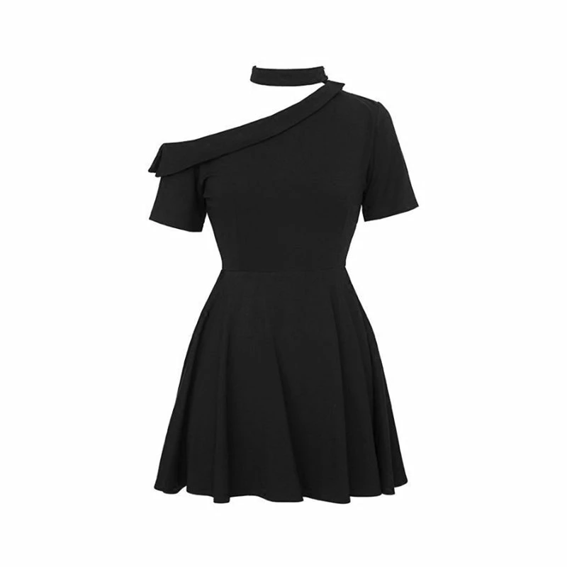 Unzzy Leaking Shoulder Black Dress KF90328 HOT SALE 4 Unzzy Leaking Shoulder Black Dress KF90328 HOT SALE