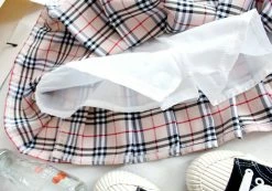 Unzzy Apricot Grid Pleated Skirt KF50006