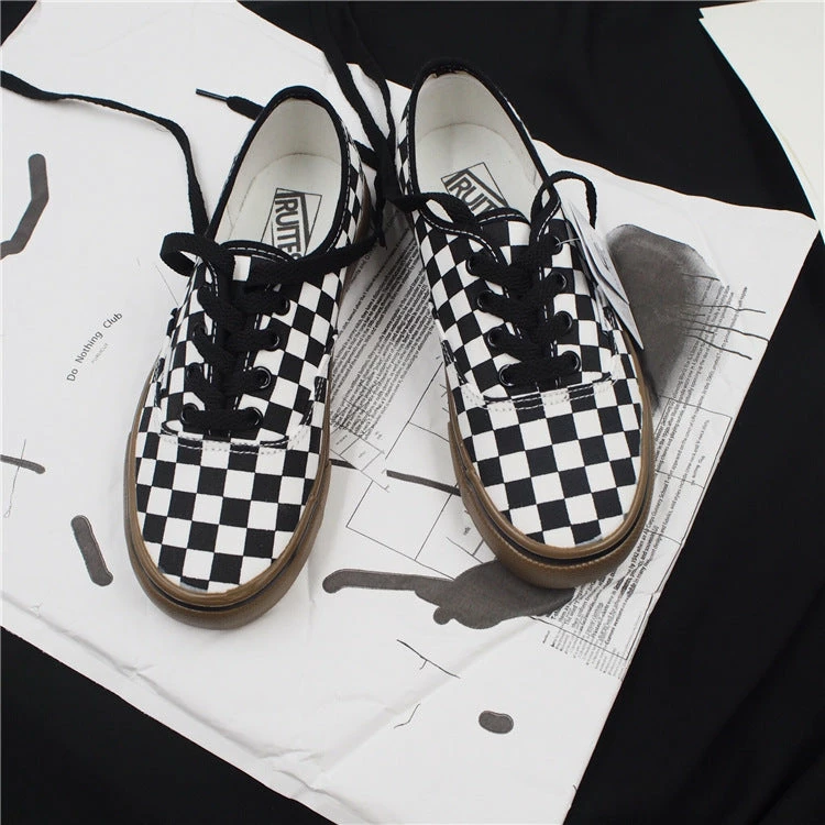 Unzzy Black And White Plaid Canvas Shoes KF90553 HOT SALE 7 Unzzy Black And White Plaid Canvas Shoes KF90553 HOT SALE