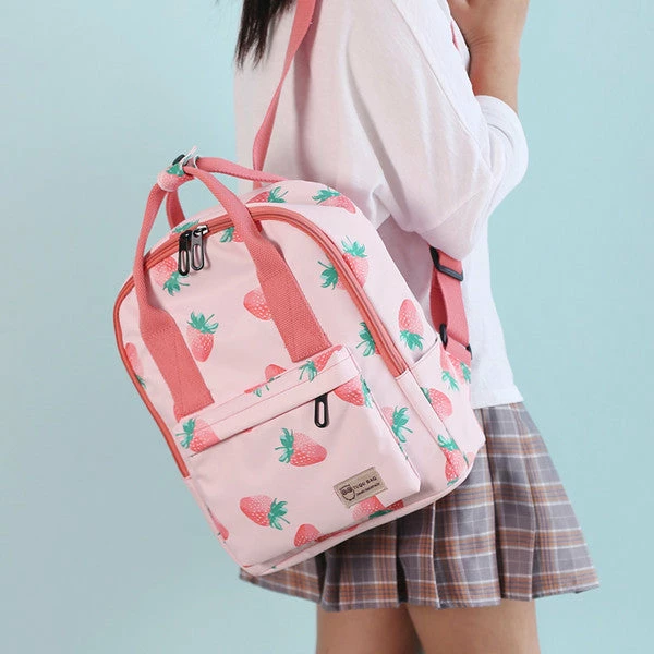 Unzzy Pink Cute Strawberry Backpack KF50112 1 Unzzy Pink Cute Strawberry Backpack KF50112