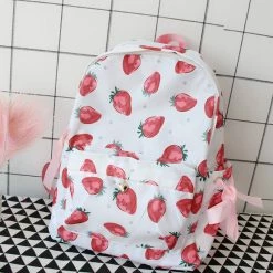 Unzzy White Strawberry Bow Backpack KF50061 HOT SALE 8 Unzzy White Strawberry Bow Backpack KF50061 HOT SALE