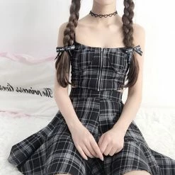 Unzzy Black Plaid Two-piece Set KF90488