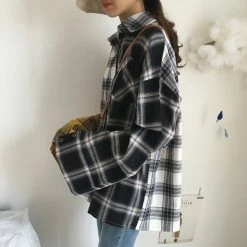 Unzzy Chic Colorblock Shirt KF9107 HOT SALE