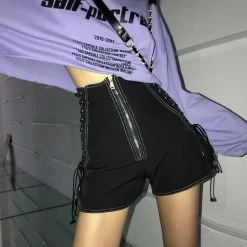 Unzzy Black High Waist Shorts KF2355