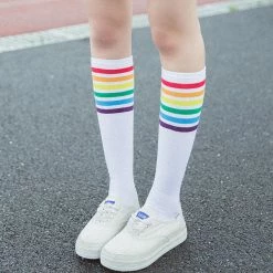 Unzzy Rainbow Striped Socks KF50090